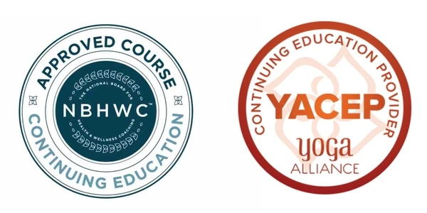 NBHWC Approved Continuing Education Provider and Yoga Alliance YACEP badges